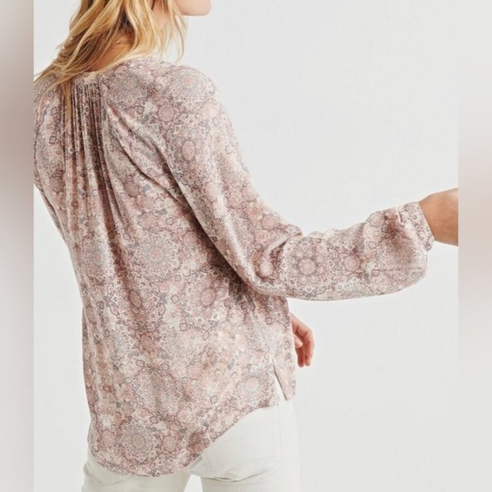 Lucky Brand Printed Peasant Top Small - Picture 6 of 10